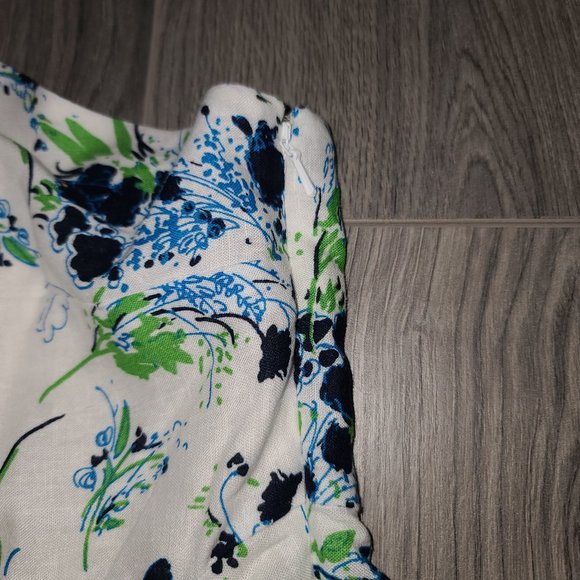 Free People size S Floral Linen Ruffle Flare Mini All Mine Dress One Shoulder - Picture 5 of 6